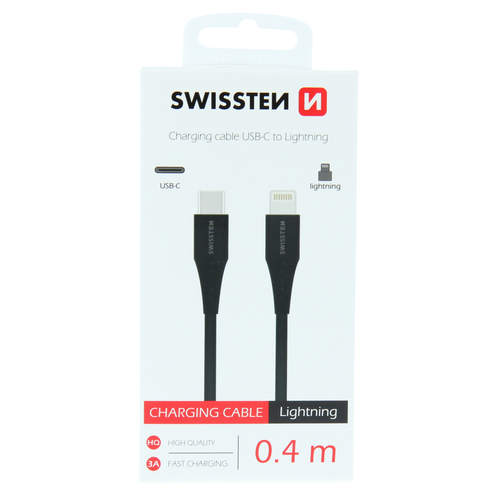 Dátovy kábel Swissten  USB-C / LIGHTNING 0,4 M - čierny